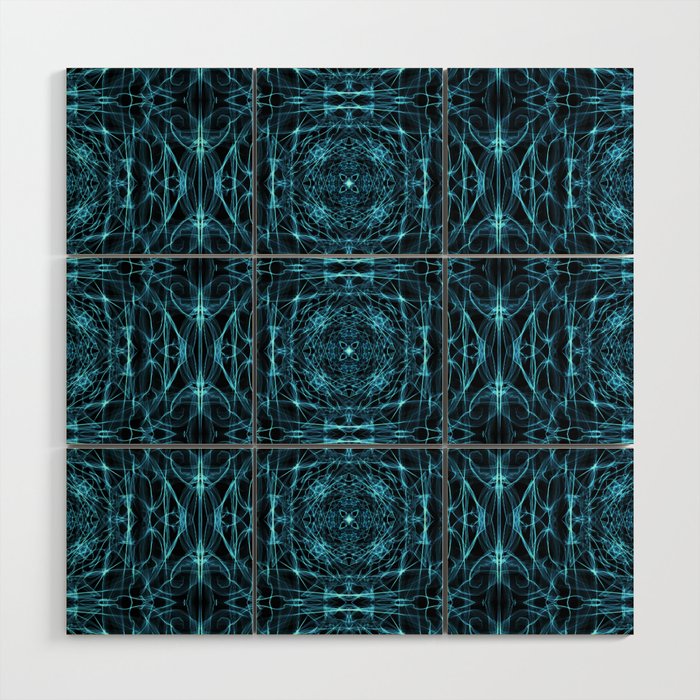 Liquid Light Series 24 ~ Blue Abstract Fractal Pattern Wood Wall Art