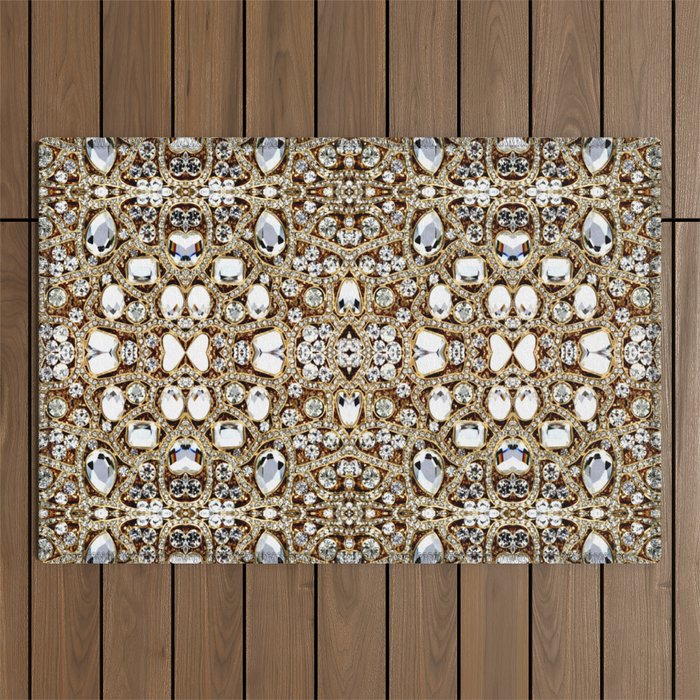 jewelry gemstone silver champagne gold crystal Outdoor Rug