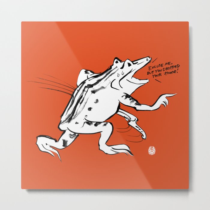 Upset Kind Frog - Excuse me, you dropped your smart phone! Metal Print