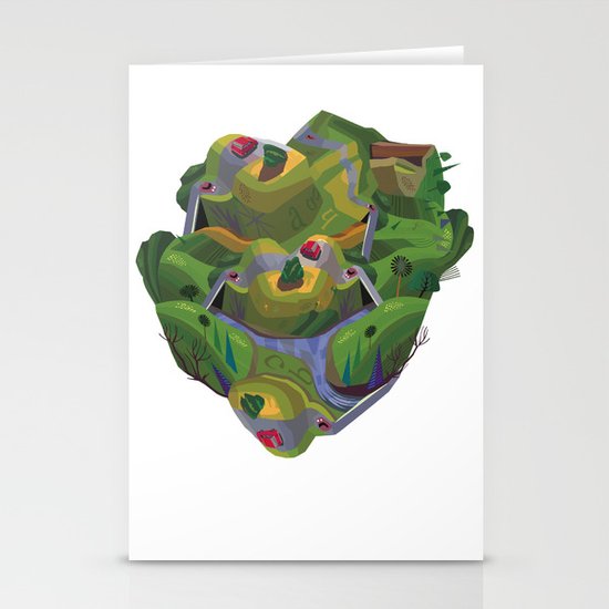 Green Brain Stationery Cards