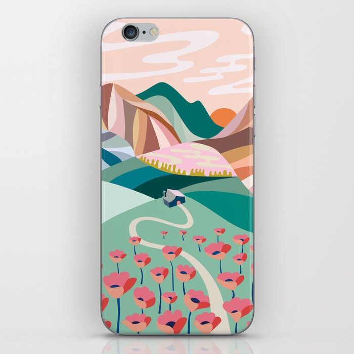 Poppies and mountains iPhone Skin