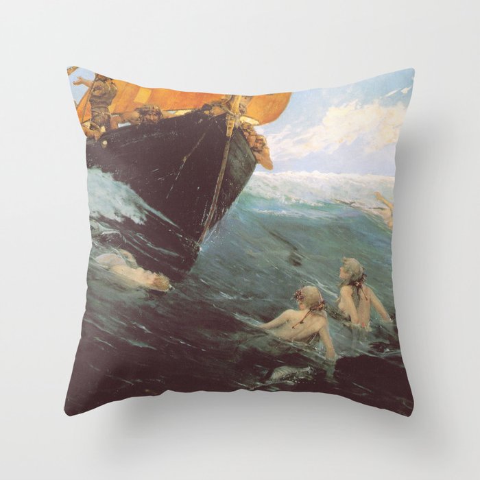  Mermaid's Rock - Edward Matthew Hale Throw Pillow
