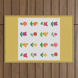 Botanical flower collection 3 Outdoor Rug