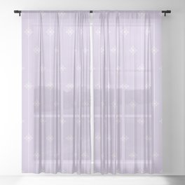 Pastel Purple Geometric Floral Pattern Sheer Curtain