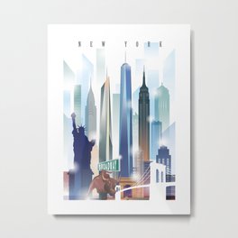 New York City Skyline Metal Print | Architecture, Abstract, Wallstreetbull, Poster, Statueofliberty, Wallprints, Empire, Cityscape, Citylandmark, Newyorkskyline 