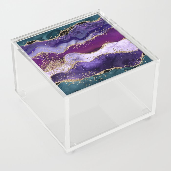 Peacock Glitter Agate Texture 06 Acrylic Box