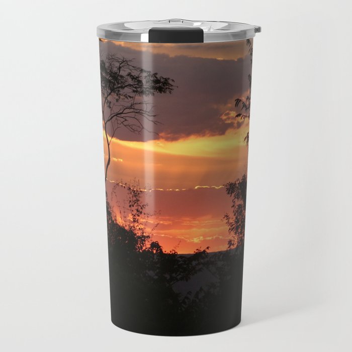 Brazil Photography - Silhouette Of Trees Under The Red Sunset Travel Mug