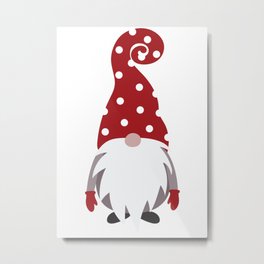 Christmas Gnome Polka Dots Hat Metal Print
