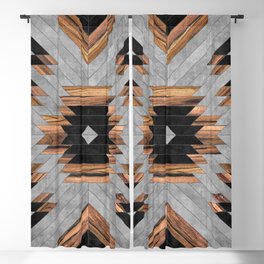 Urban Tribal Pattern No.6 - Aztec - Concrete and Wood Blackout Curtain