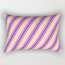 [ Thumbnail: Tan and Dark Orchid Colored Lines/Stripes Pattern Rectangular Pillow ]