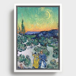 Couple Walking among Olive Trees, Vincent Van Gogh Framed Canvas