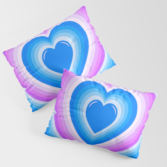 Icy - Groovy Y2K hearts gradient blue pink Pillow Sham