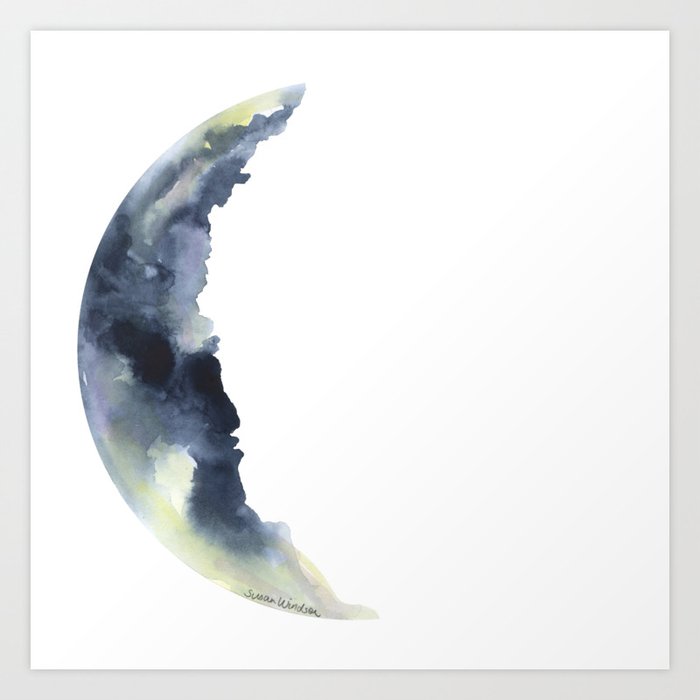 Crescent Moon Watercolor Art Print By Susanwindsor Society6