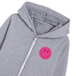 Large Pink and Red Vsco Smiley Face Pattern - Preppy Aesthetic Kids Zip Hoodie
