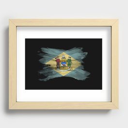 Delaware state flag brush stroke, Delaware flag background Recessed Framed Print