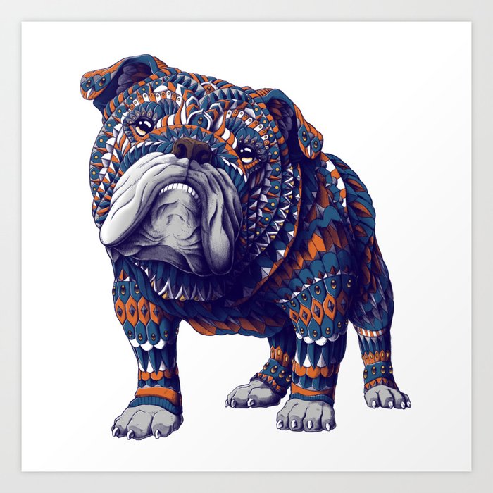English Bulldog Color Version Art Print By Bioworkz