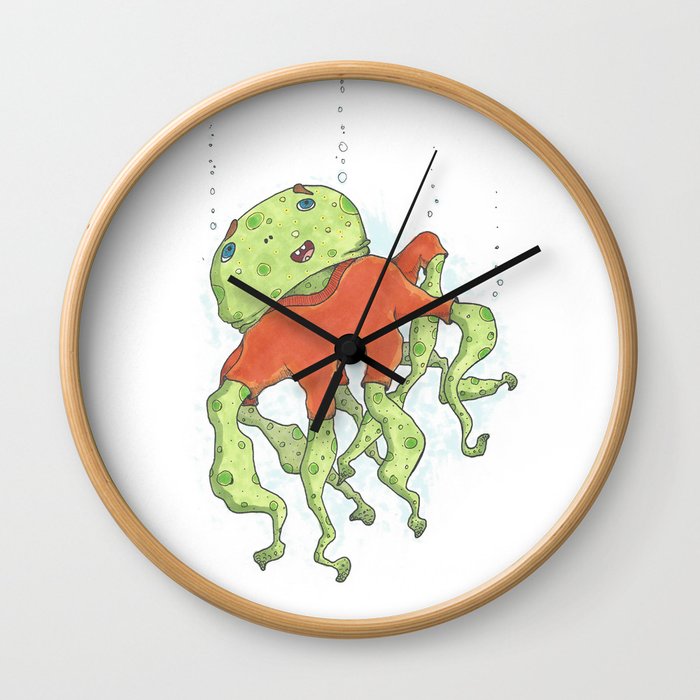 Octory the Happy Sweater Wearing Octopus Wall Clock
