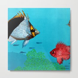 Butterfly & Bigeye fishes Metal Print