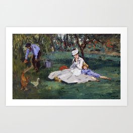 Edouard Manet - The Monet family in their garden at Argenteuil Art Print