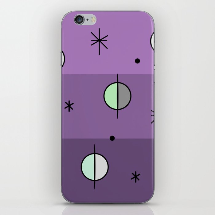 Retro Space Age Planets Stars Mauve iPhone Skin