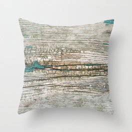 Rustic Wood Ages Gracefully - Beautiful Weathered Wooden Plank - knotty wood weathered turquoise pa Throw Pillow