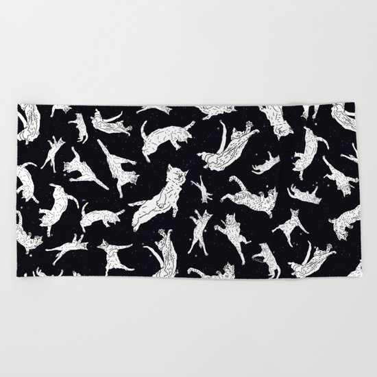Flying Space Cats Beach Towel