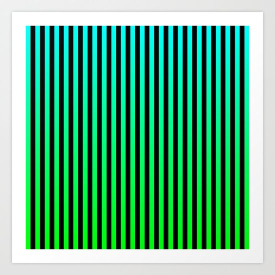 Vertical Stripes - Teal/Green Art Print