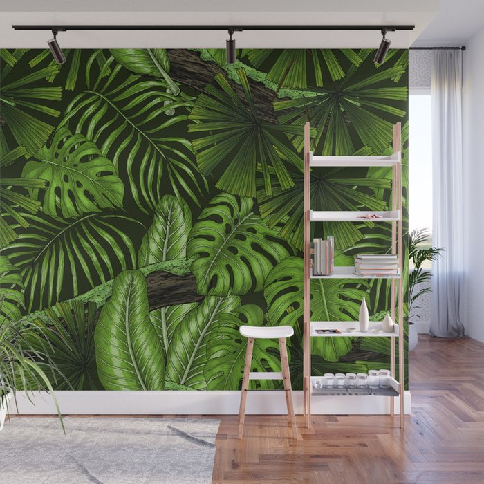 Jungle leaves Wall Mural by Katerina Kirilova Society6