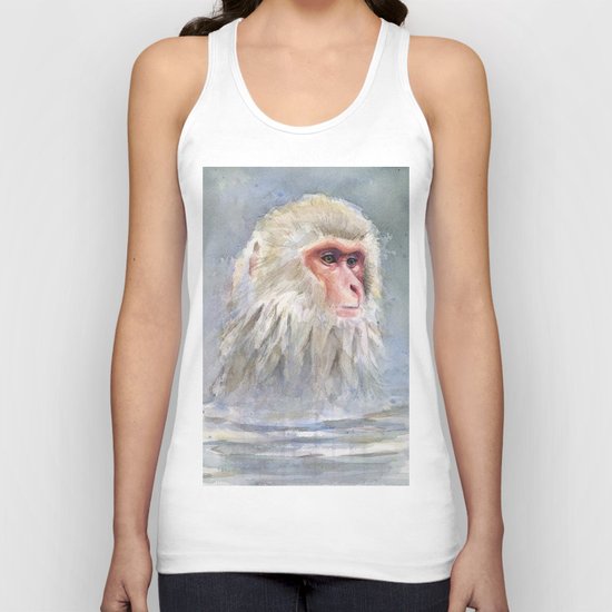 Snow Monkey Watercolor Animal Unisex Tank Top