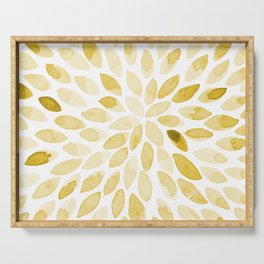 Watercolor brush strokes - yellow Serving Tray