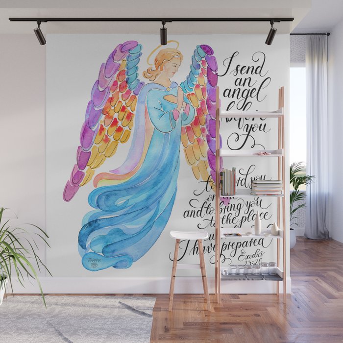 Guardian Angel, bible verse from Exodus 23:20 Wall Mural