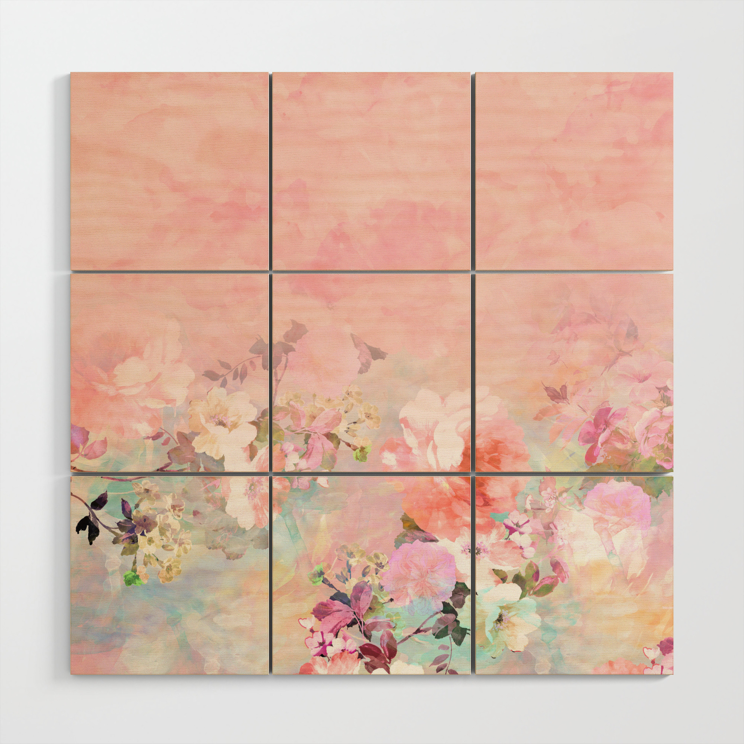 Modern Blush Watercolor Ombre Floral Watercolor Pattern Wood Wall Art By Girlytrend Society6