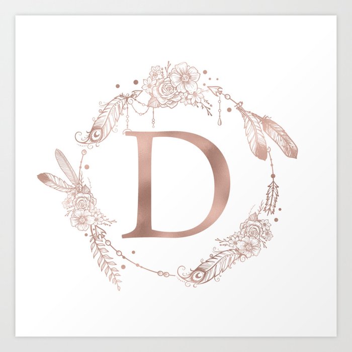 Letter D Rose Gold Pink Initial Monogram Art Print By Naturemagick Society6