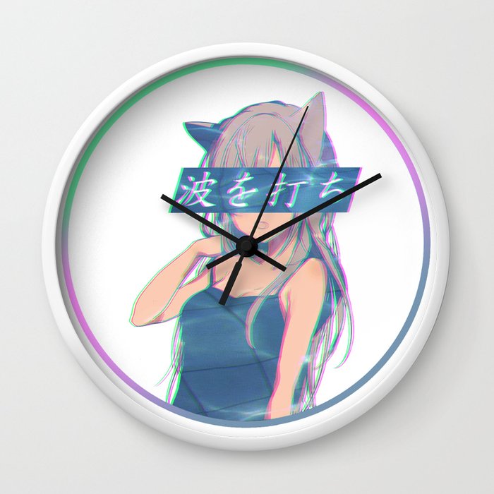 Waves Sad Anime Japanese Aesthetic Kawaii Girl Wall Clock By Poser Boy Society6