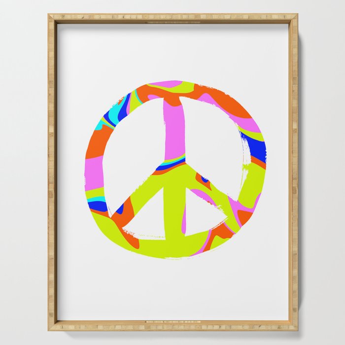 Psychedelic Funky Peace Symbol Serving Tray