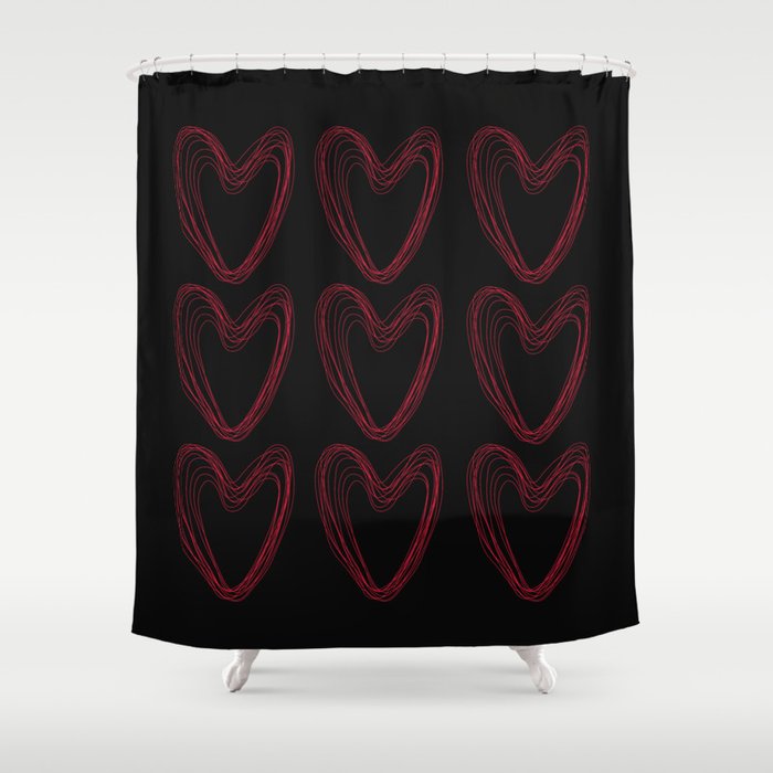 Red Hearts Shower Curtain
