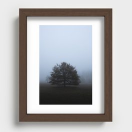Tree standing in morning fog Recessed Framed Print