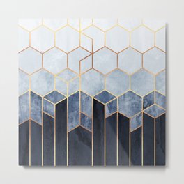 Soft Blue Hexagons Metal Print