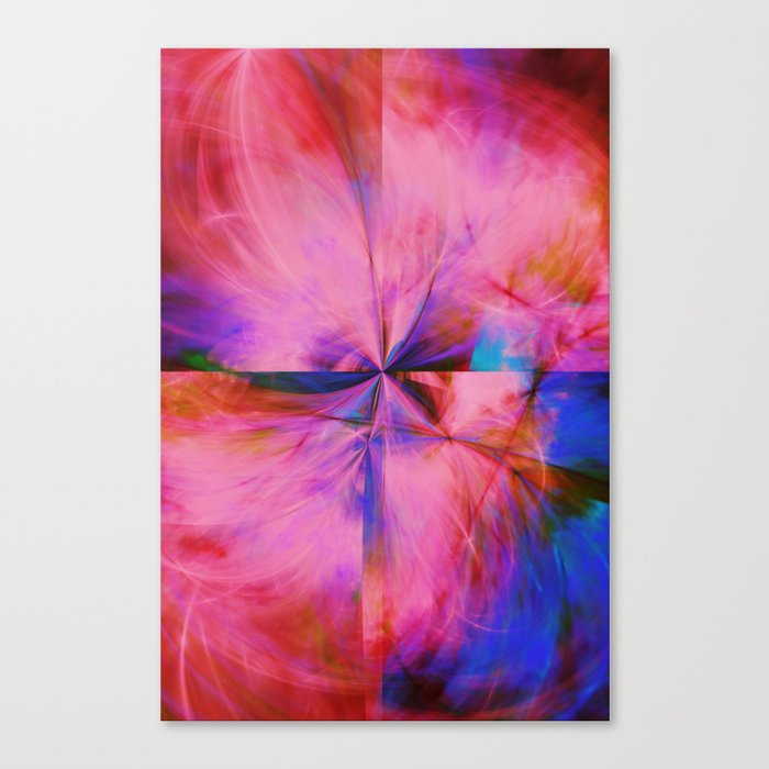 Pink and Blue Abstract Cross Splash Artwork Canvas Print