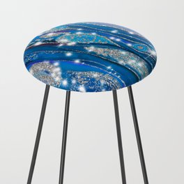 Royal Blue Agate Pattern Counter Stool