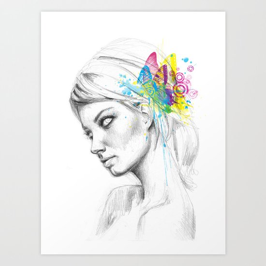 Butterfly Queen Girl with Butterflies Art Print