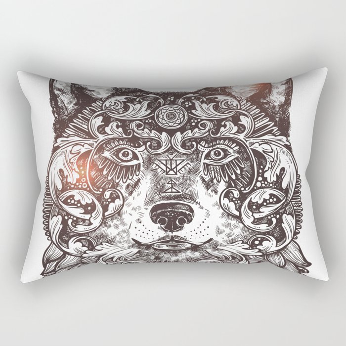 Ornamental Wolf Rectangular Pillow
