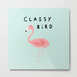 Classy Bird Metal Print | Sassy, Punny, Funny, Drawing, Punk, Birds, Birb, Pink, Classybird, Bird 