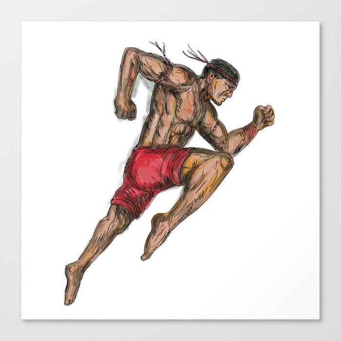 Muay Thai Boxing Fighter Tattoo Canvas Print