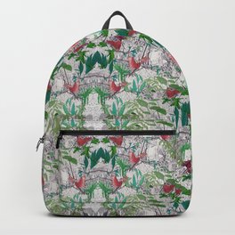  patterned with colorful birds on jungle trees Backpack | Wildplants, Children, Botanicalart, Vegetation, Botanical, Painting, Junglestyle, Plants, Flowers, Naturalart 