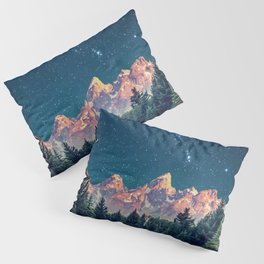 Grand Teton National Park Mountains Stars Night Sky Print Pillow Sham