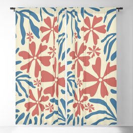 Groovy Flowers and Leaves in Celadon Blue, Light Yellow and Salmon Pink Blackout Curtain