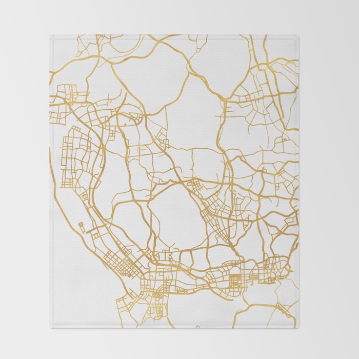 Shenzhen China City Street Map Art Throw Blanket By Deificusart Society6