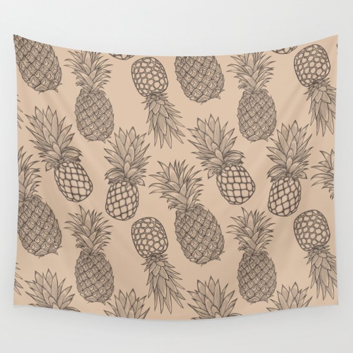 Fresh Pineapples Pewter Wall Tapestry