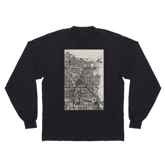 Sunrise Manor USA - Aesthetic City Map - Black and White Long Sleeve T Shirt